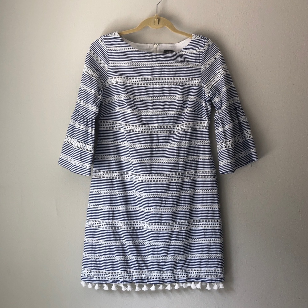 Vince Camuto: Blue Striped dress with fringe